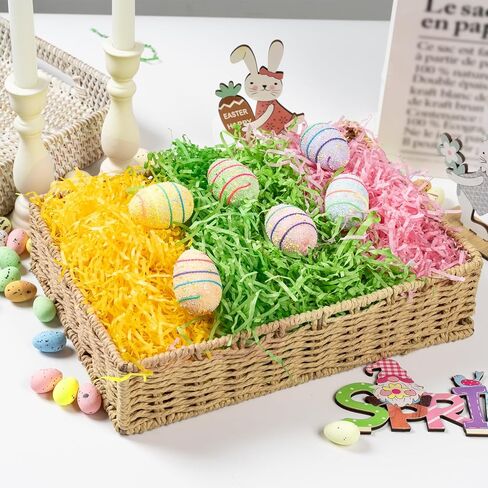 CIPOWM 340g/12oz Easter Grass Shredded Paper Filler Pink Green Yellow Paper Shred Crinkle Raffia Paper Filler for Easter Gift Wrapping Boxes Bags Basket Filling Party Supply(3 Colors) in Kuwait