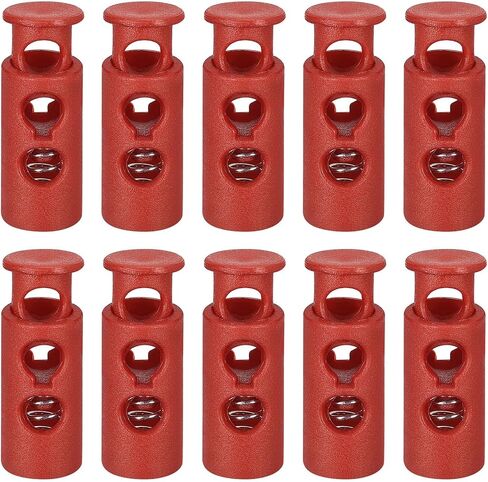 UXCELL 30PCS قفل سلك البلاستيك سحب سلسلة مزدوجة فتحة زنبرك سدادات الربيع توقف الربيع لارتداد حقائب الظهر ، الأحمر 4 ملم in Kuwait