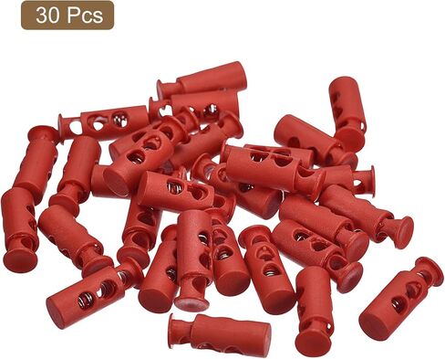 UXCELL 30PCS قفل سلك البلاستيك سحب سلسلة مزدوجة فتحة زنبرك سدادات الربيع توقف الربيع لارتداد حقائب الظهر ، الأحمر 4 ملم in Kuwait