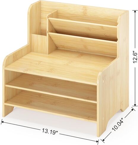 Bamboo Desk Organizer Mail Holder Countertop Letter Tray File Organizer for Desk Letter Sorter Paper File Storage for School Home Office Supplies in Saudi Arabia