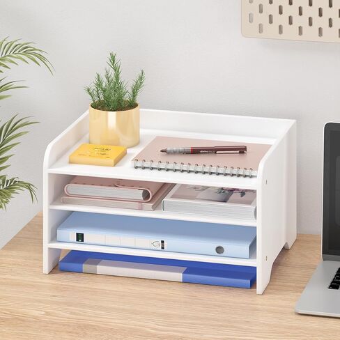 Bamboo Desk Organizer Mail Holder Countertop Letter Tray File Organizer for Desk Letter Sorter Paper File Storage for School Home Office Supplies in Saudi Arabia