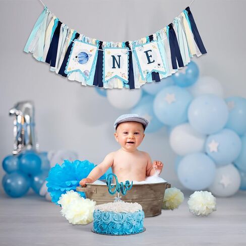 Highchair Banner 1st Birthday Girl Floral and Butterfly Fairy Theme Party Decoration One Photo Background in Saudi Arabia