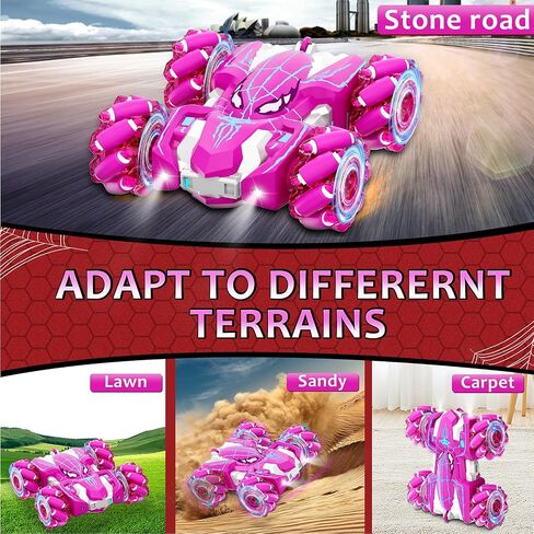Spider Remote Control Car, USB Direct Charging RC Cars with Cool Lights, 2.4Ghz Double Sided Drift RC Stunt Car, 360°Rotating 4WD Off-Road Race Car Toys for 4-6 6-12 Boy Girl Kids Gifts in Saudi Arabia