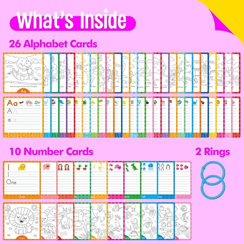 26 PCS Handwriting Drawing Practice Cards, Alphabet Write and Wipe Tracing Flashcards Double-Sided Dry Erase Reusable Painting Coloring Cards Early Learning Montessori Toy for Toddlers, Preschoolers in Kuwait