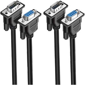 DB9 Cable Male to Female Extension Straight Through 3M 10 Foot 9 Pin Serial RS232 Cable M/F Black 2 Pack