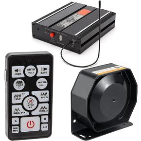 BooYu 12V 200W 20 Tones Police Warning Emergency Siren PA System [Slim Speaker][Wireless Remote Handheld Microphone][2 x 10A Switches] for Firefighter Ambulance Vehicles Truck Car SUV ATV UTV in Kuwait