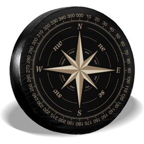 Compass Rose Black Spare Tire Cover UV Sun Wheel Covers Fit for Trailer, RV, SUV and Many Vehicle 14 Inch in Kuwait