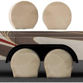 TCP Global Set of 4 Oxford Waterproof Canvas Wheel Tire Covers for RV Auto Truck Car Camper Trailer 27"-29" Diameter
