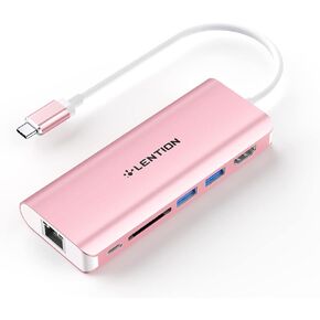 LENTION USB C Hub with 4K HDMI, SD Card Reader, 2 USB 3.0, Type C Charging & Ethernet Compatible 2023-2016 MacBook Pro, New Mac Air/Surface/Steam Deck, More, Stable Driver Adapter (CB-C68, Silver)