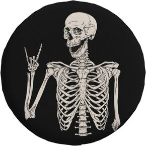 Ouqiuwa Spare Tire Cover Rock and Roll Skeleton Skull Boho Hippie Universal Wheel Covers for Trailer RV SUV 15 Inch for Diameter 27-29 Inch
