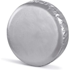 Spare Tire Cover, Silver Wheel Cover PVC Leather Waterproof Dust-proof Universal Fit for Jeep Trailer RV SUV Camper Vehicle (14 Inch)