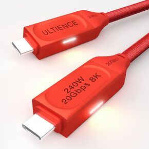 كابل شحن سريع 240 واط USB C إلى USB C، 4.9 قدم، متوافق مع شاشة Thunderbolt 3/USB 4/PD/8K، سلك مجدول لنقل البيانات عالي السرعة 20 جيجابت في الثانية لأجهزة Apple وiPad وMacBook Air/Pro وiPhone وDocking