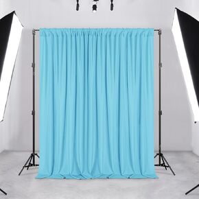 DWCN 10x7 FT Baby Blue Backdrop Curtains for Parties, Photography Backdrop Drapes with Rod Pockets for Wedding Decorations Stage Birthday Family Gatherings, 2 Panels 5ft x 7ft
