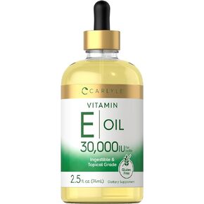 Carlyle Vitamin E Oil | 30,000 IU | 2.5 fl oz | Ingestible & Topical Grade | Moisturizing for Skin | Vegetarian, Non-GMO, Gluten Free Supplement