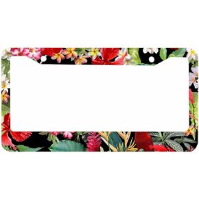 Decorative License Plate Frame Blue Chrysanthemums Flowers Car Tag Cover Aluminum Auto License Plate Holder for Men Women
