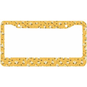 Decorative License Plate Frame Retro Flower Daisy Pattern Car Tag Cover Aluminum Auto License Plate Holder for Men Women