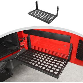 CheroCar for Jeep JK Tailgate Table Rear Foldable Cargo Shelf for Jeep Wrangler 2007-2019 JK JKU, Aluminum Alloy, Storage Rack Accessories, Black…