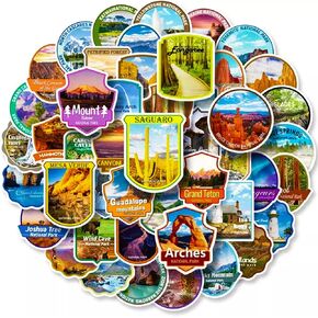 California Stickers - 50-Piece California Sticker Pack - Cool Yosemite, Los Angeles Decals - Water-Resistant, UV-Resistant - Travel Stickers for Helmet, Waterbottle, Ski, Luggage – GlibertVillageGoods