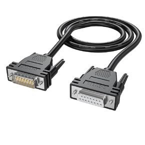 DB15 Extension Cable Double Shielded, DB15 Male to Male Cable 10FT Metal Braided, D-Sub 15 Pin RS232 Serial Cable M/M Black 10feet 3M