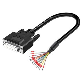 DB15 Solderless Breakout Connector with 5Ft 24AWG Replacement Cable, Metal Shell RS232 D-SUB Serial to 15-Pin Port Terminal Male Adapter Connector Breakout Board