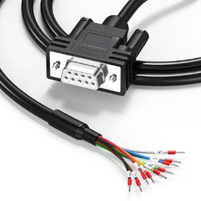 DB9 Female Connector to Bare Wire with Cable Mark and Terminal 1.5FT, D-SUB 9 PIN Breakout Board without Welding, Suitable for RS232 RS485 RS422 Communication Protocol of DB9 Serial Cable-Black