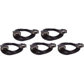Five Pack of YCS Basics Black 6 Foot DB9 9 Pin Serial / RS232 Male/Female Extension Cables