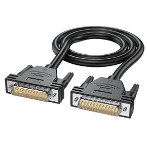 DB25 Male to Female Extension Cable 3FT,26awg Tinned Copper Wires of 25 Different Colored, Double-Shielded with foil & Braid, D-SUB 25 pin Cable RS232 Serial Cable in Black