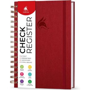 Clever Fox Check Register for Personal Checkbook – Checking Book Register – Checkbook Register – Accounting Ledger Book – 3968 Entry Lines, 6.1" x 8.3", Spiral Binding, Hardcover, Red