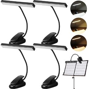 4 Pcs Music Stand Light 18 LED Piano Light Clip on Piano Lamp Adjustable Reading Light USB and AAA Battery(Not Included)Operated, 4 Color Temperature Optional for Piano Orchestra Podium Easel