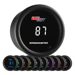 GlowShift 10 Color Digital 140 MPH Speedometer Gauge Kit - Multi-Color LED Display - Tinted Lens - 2-1/16" (52mm)
