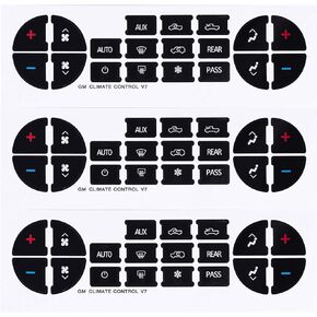 AC & Radio Dash Button Repair Kit, Stickers Decals Compatible with GM Vehicles, GMC Chevrolet Tahoe Yukon Acadia Sierra 2006-2014, 1pc AC19 + 1pc Radio20, Black, decal-gm192031