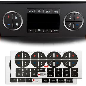 2pcs A/C Dash Button Repair Kit Sticker Compatible with Chevy，Repair Damaged and Faded A/C Control Button Stickers Replacement, Decal for 07-14 Gm Vehicles - Car Suv Van Truck Accessories