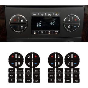 2PCS AC Dash Button Repair Kit, AC & Radio Button Repair Sticker, Panel Decals for Fixing Ruined Faded A/C Control Buttons Compatible with GMC Yukon Sierra, Chevy Avalanche Silverado Tahoe