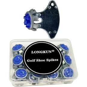 مرابط الجولف، 28 قطعة من مسامير أحذية الجولف البديلة مع قطعة واحدة من مفتاح ربط مسامير الجولف سهل التركيب للجولة السريعة القفل (رمادي أزرق) LONGKUN in Kuwait