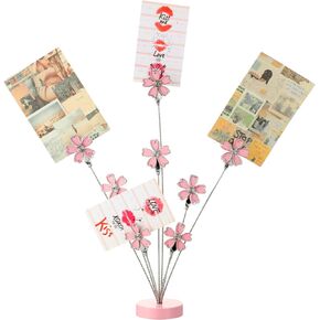 Photo Tree Holder Clip, 8 Branch Cherry Blossoms Family Tree Gift Card Holder Sakura Card Photo Clips Holder Desk Stand for Memo Paper Note Wedding Photo Display Office Decor
