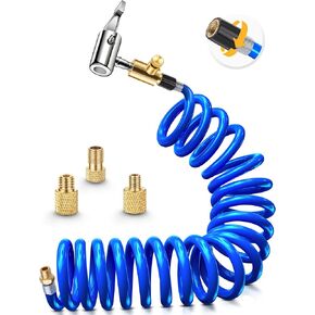 ظرف إطار نحاسي مع خرطوم هواء من البولي يوريثان بطول 9.8 قدم، محول خرطوم نفخ الإطارات بمشبك قفل مع محول صمام بريستا وقطعتين من صواميل التحويل، مجموعة ظرف هواء لمضخة الإطارات المحمولة/ضاغط الهواء in Kuwait