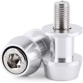 Motorcycle Swing Arm Spools 8/10mm CNC Aluminium Alloy Swing Arm Sliders Spools Stand Swingarm Bobbins Fit for Kawasaki for Honda for Suzuki(8MM-Silver)