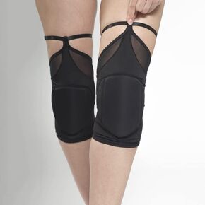 Queen Wear – Black Fire – Pole Dance Knee Pads – Perfect Woman Protection for Ballet Modern Dance and Indoor Sports… (L)