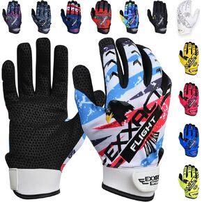 Exxact Sports Flight Baseball Batting Gloves Youth & Adult with Textured Leather Palm, Softball Batting Gloves for Women/Men