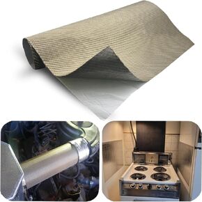 Titanium Adhesive Backed exhaust heat shield 24'' X 40'' for wall behind grill 2500 Degrees High Temp Protection Material Thermal Barrier Blanket Mat