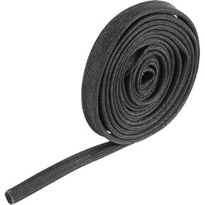 X AUTOHAUX Fiberglass Heat Wire Shield Sleeve Heat High Temp Shield Adjustable Heat Shield 10ft 12mm 1/2" Black for Car Wire Loom Protection