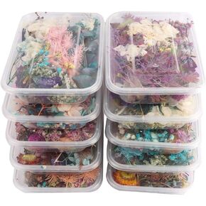 SANGDA Dry Plants for Aromatherapy Candle, 4 Box Premium Dried Pressed Leaves and Flowers Handmade DIY Dried Flowers for Resin Jewelry Pendant Crafts Floral Decoration