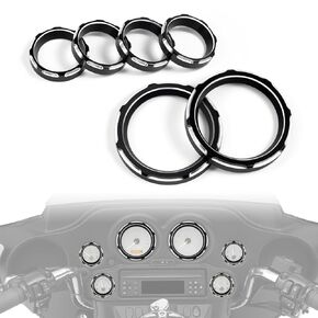 Amazicha 2" Burst Gauge Bezels Covers 4" Speedometer Tachometer Covers Bezels Trim Loop Kit Compatible for 1996-2013 Harley Davidson Touring Electra Glide Street Glide Road Glide Trike （6PCS）