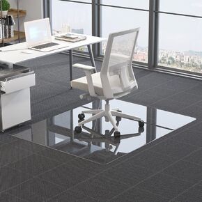 CASSILANDO Office Chair Mat for Carpet, 36"X46" Glass Chair Mats for Carpeted or Hard Floors, Best for Your Home or Office Floor Crystal Clear， Effortless Rolling, and Easy Clean