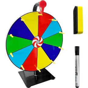 عجلة جائزة دوارة مقاس 12 بوصة مع ممحاة جافة وقلم تحديد، 10 ألوان Solts Lucky-Win Wheel Game Party Win Wheel Game Supplies