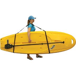 Pelican Universal SUP & Kayak Comfortable Carrying Shoulder Strap - Universal Adjustable Sling with Built-in Paddle Loop- Black