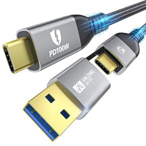 For Thunderbolt 4 Cable 40Gbps 2 in 1 USB C Cable 100w E-Marker 8k/5k Single and 4k Dual Displayport Cable Video Type C Cable USB C to USB C/A cable Fast Charging Data Transfer Cable 1.6FT