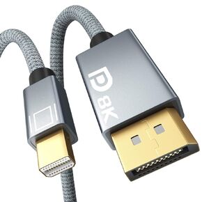 8K Mini DisplayPort to DisplayPort Cable, Bi-Directional Mini DP to DP 1.4 Cable [8K@60Hz, 4K@144Hz, 2K@240Hz] HDR, G-Sync, FreeSync,Gold-Plated Mini DP for MacBook, iMac, Monitor (3.3ft)
