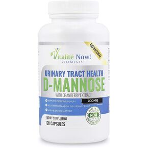 High Strength Pure D-Mannose with Cranberry Extract for Natural Urinary Tract Infections and UTI Support - Digestive Health - Immune System Support - 700mg - Non-GMO - 120 Pills