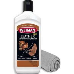 Weiman 3 in 1 Deep Leather Cleaner & Conditioner Cream - Restores Leather Surfaces - Use on Leather Furniture, Car Seats, Shoes, Bags, Jackets, Saddles